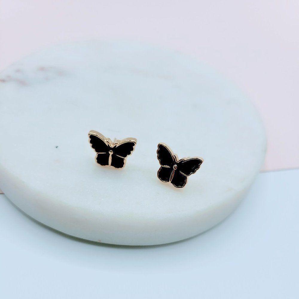 5/$25 Black Butterfly Small Stud Earrings - Picture 10 of 11